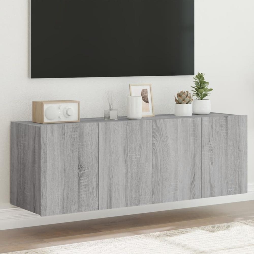 vidaXL TV-Wandschränke mit LED-Leuchten 2 Stk. Grau Sonoma 60x35x41 cm 837313 Bild 1