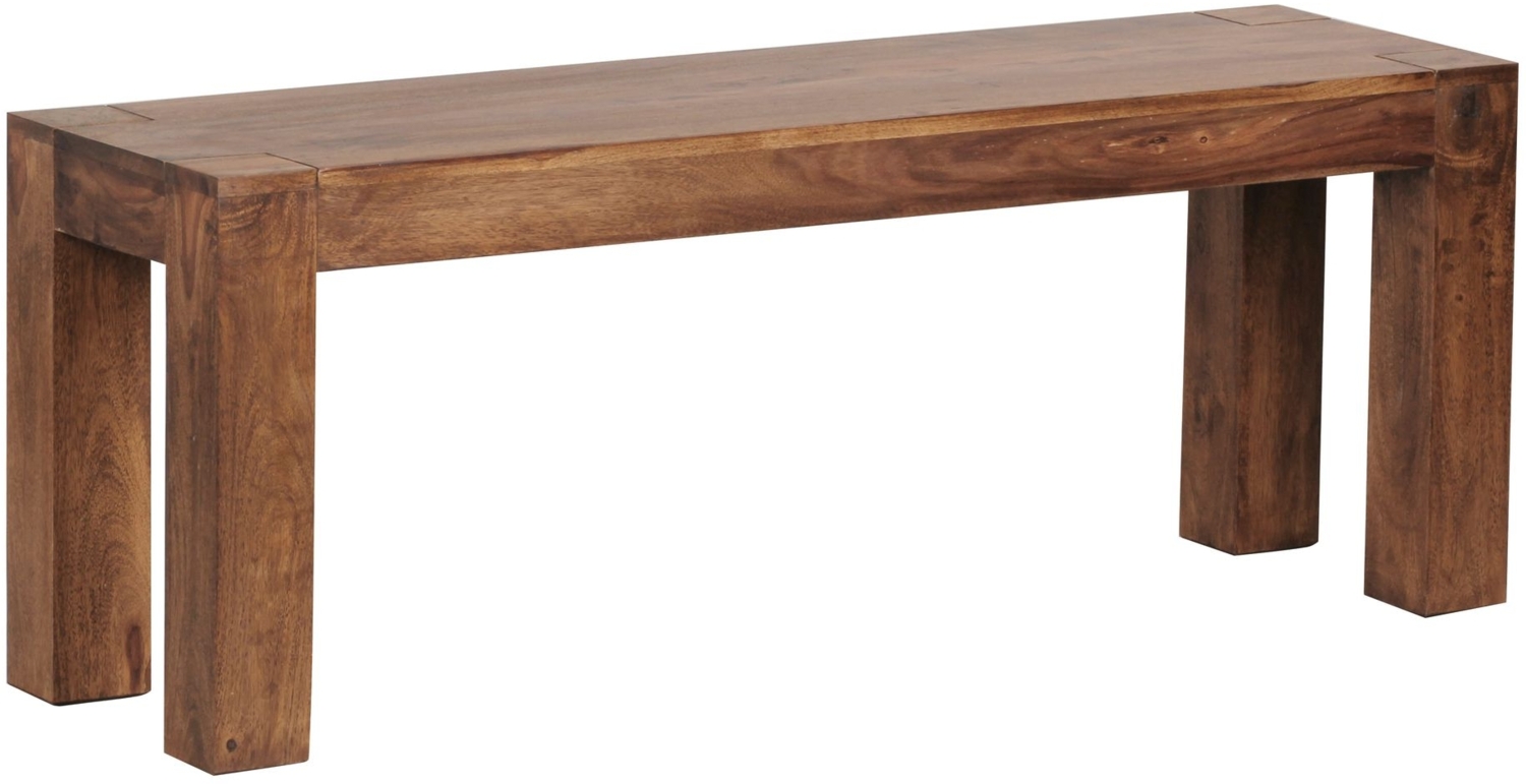 Esszimmer Sitzbank MUMBAI Massiv-Holz Sheesham 120 x 45 x 35 cm Holz-Bank Natur-Produkt Küchenbank im Landhaus-Stil Bild 1