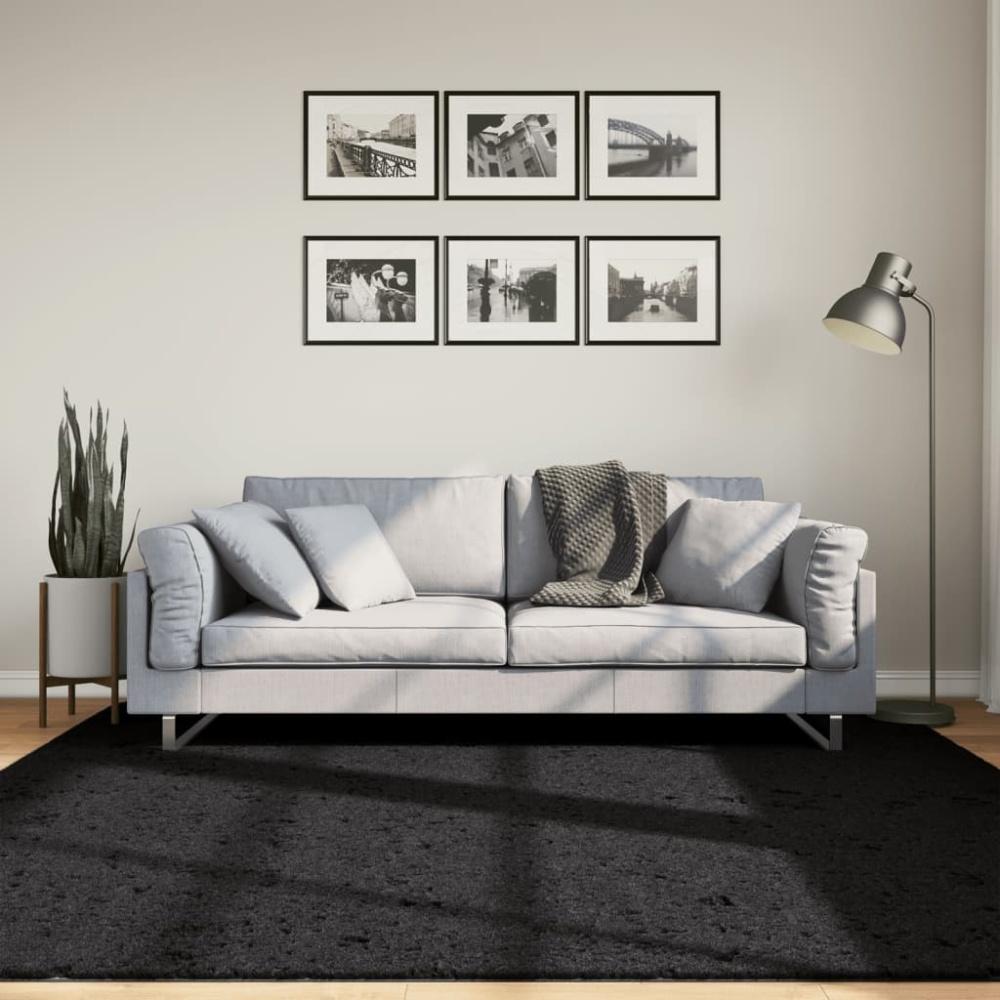 vidaXL Shaggy-Teppich PAMPLONA Hochflor Modern Schwarz 200x200 cm 375282 Bild 1