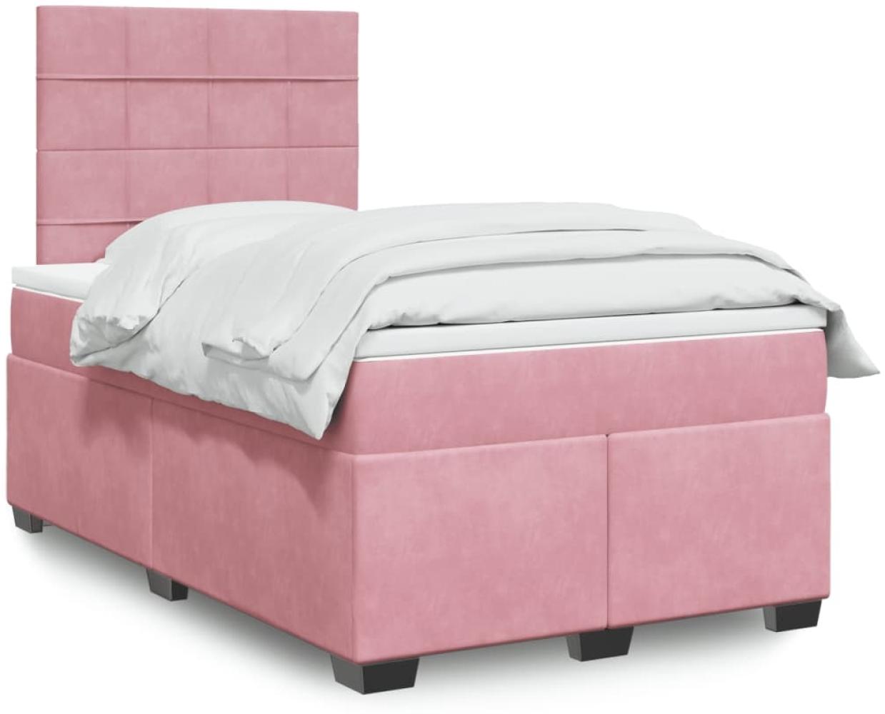 vidaXL Boxspringbett mit Matratze Rosa 120x200 cm Samt 3293187 Bild 1