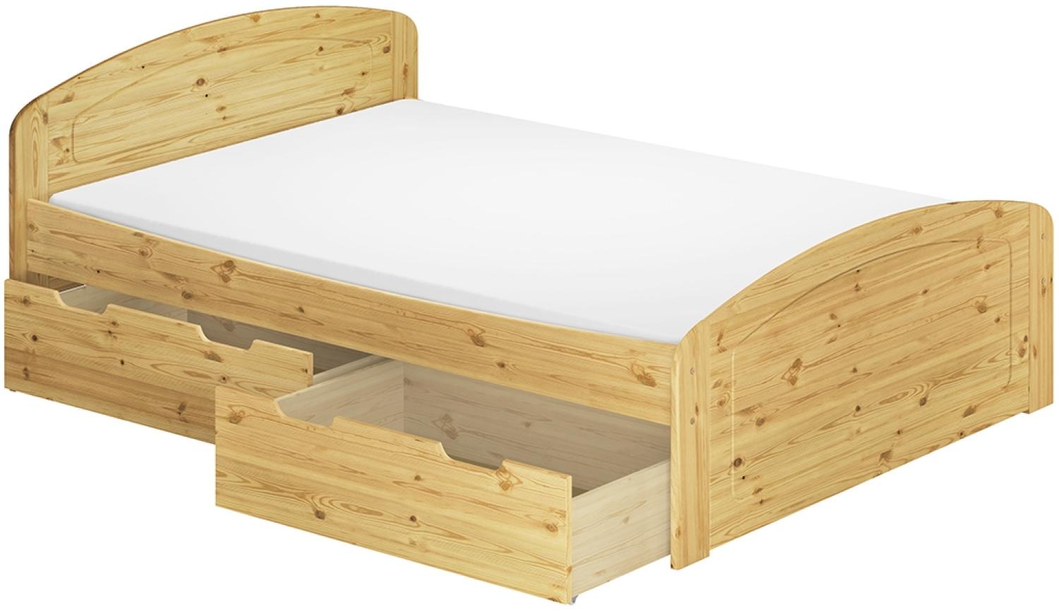 Funktionsbett kiefer massiv in Überlänge 140x220 Holzbett mit Rollrost und Matratze V-60. 50-14-220 Bild 1