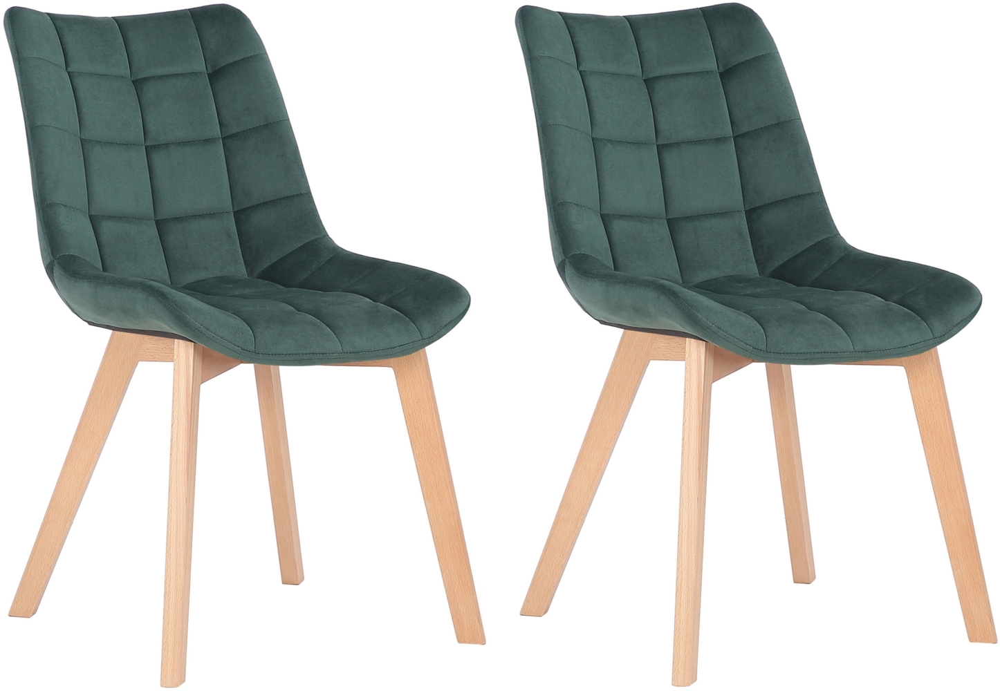 CLP 2er Esszimmerstühle Passaic Samt gesteppt,grün Bild 1