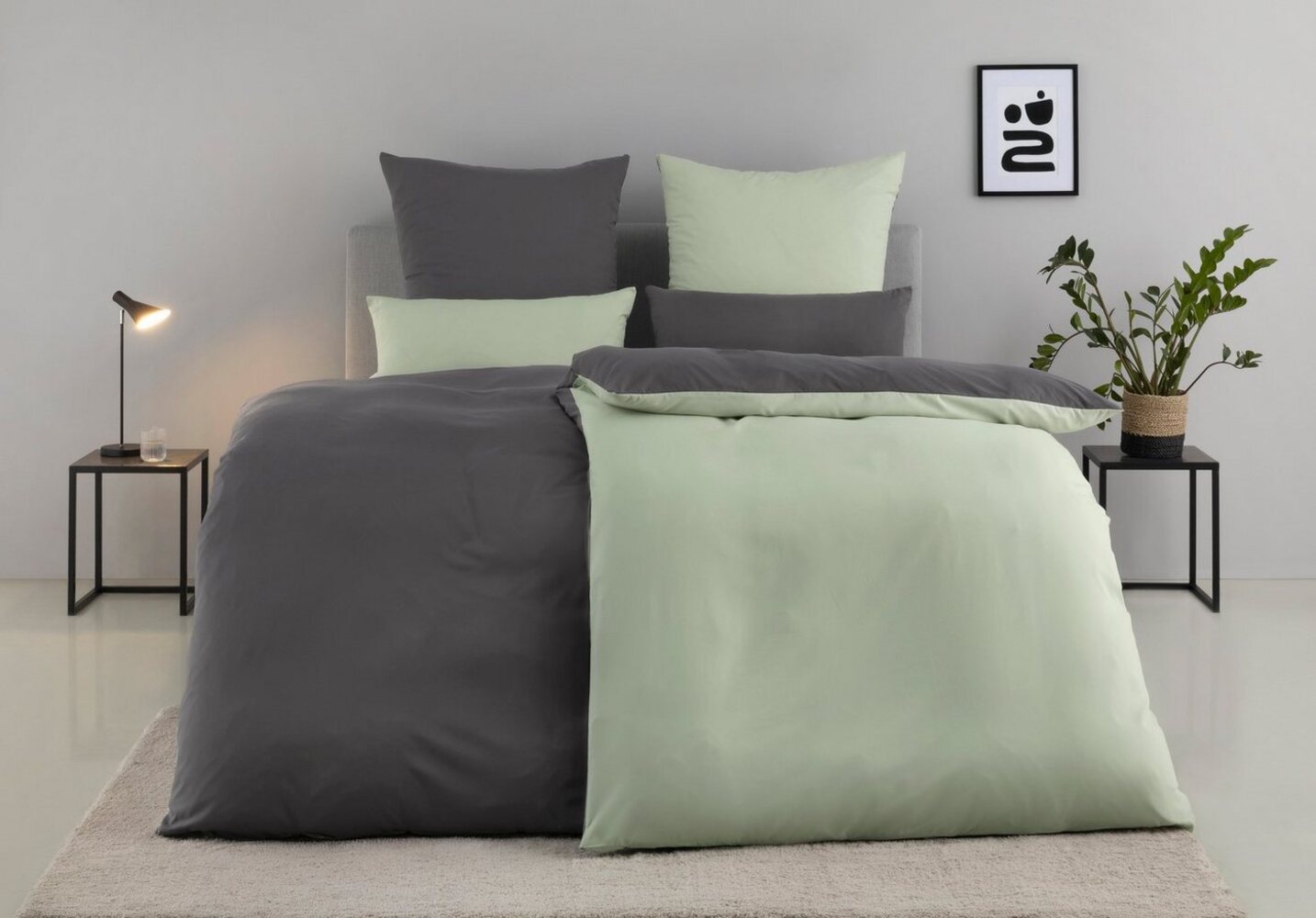 my home Bettwäsche Desner2, Microfaser, 3 teilig, Premium Qualität, sehr weich, uni, ab 135x200 cm Bild 1