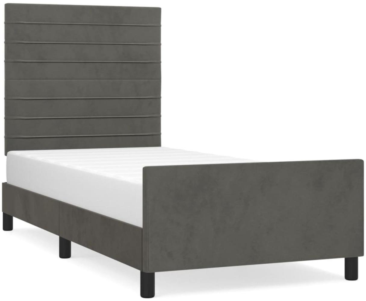 vidaXL Bettgestell ohne Matratze Dunkelgrau 90x190 cm Samt 3125789 Bild 1