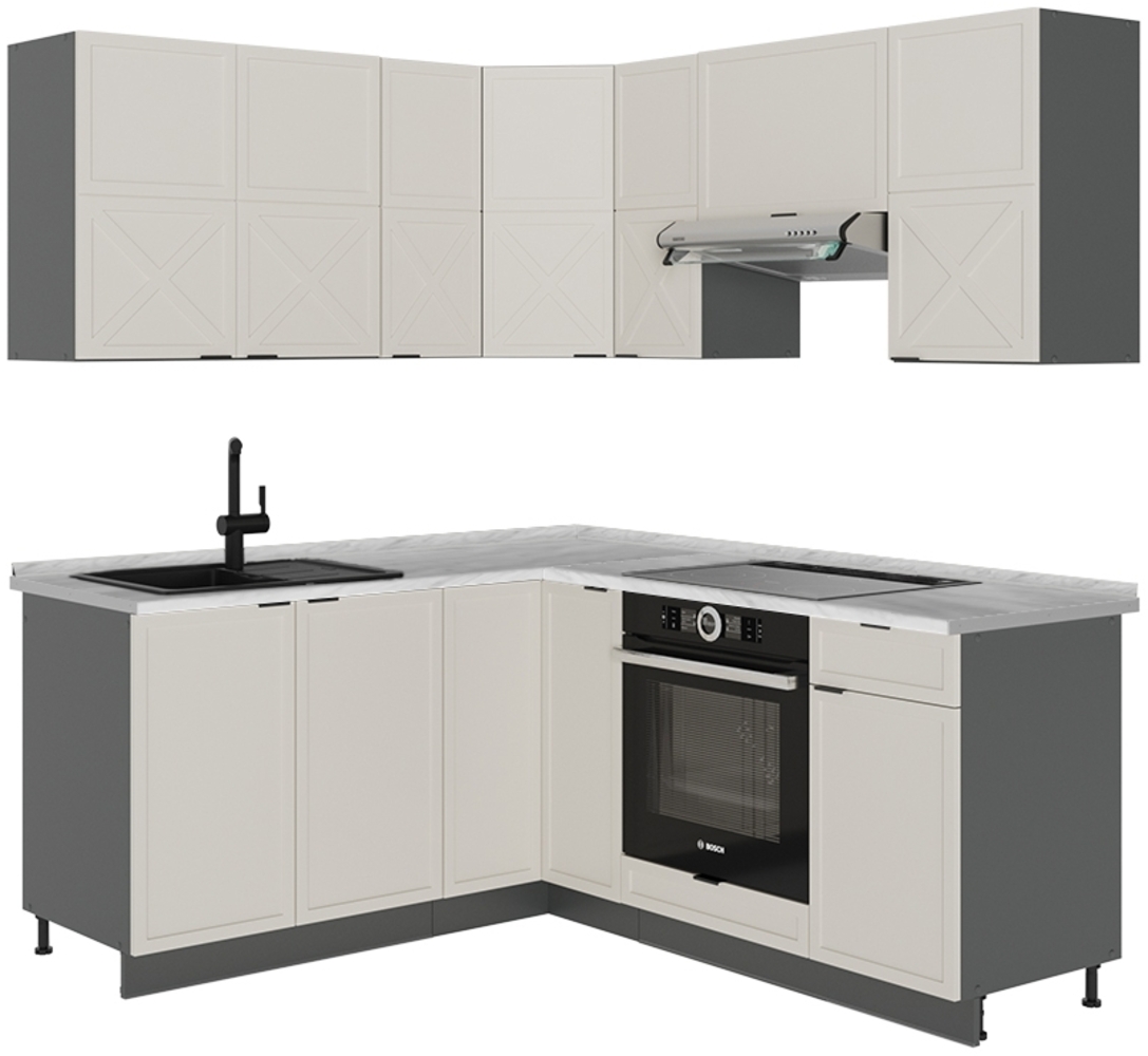 Eckküche Fame-Line GrauBeige/Anthrazit 190 x 46 cm ohne Arbeitsplatte Vicco Bild 1