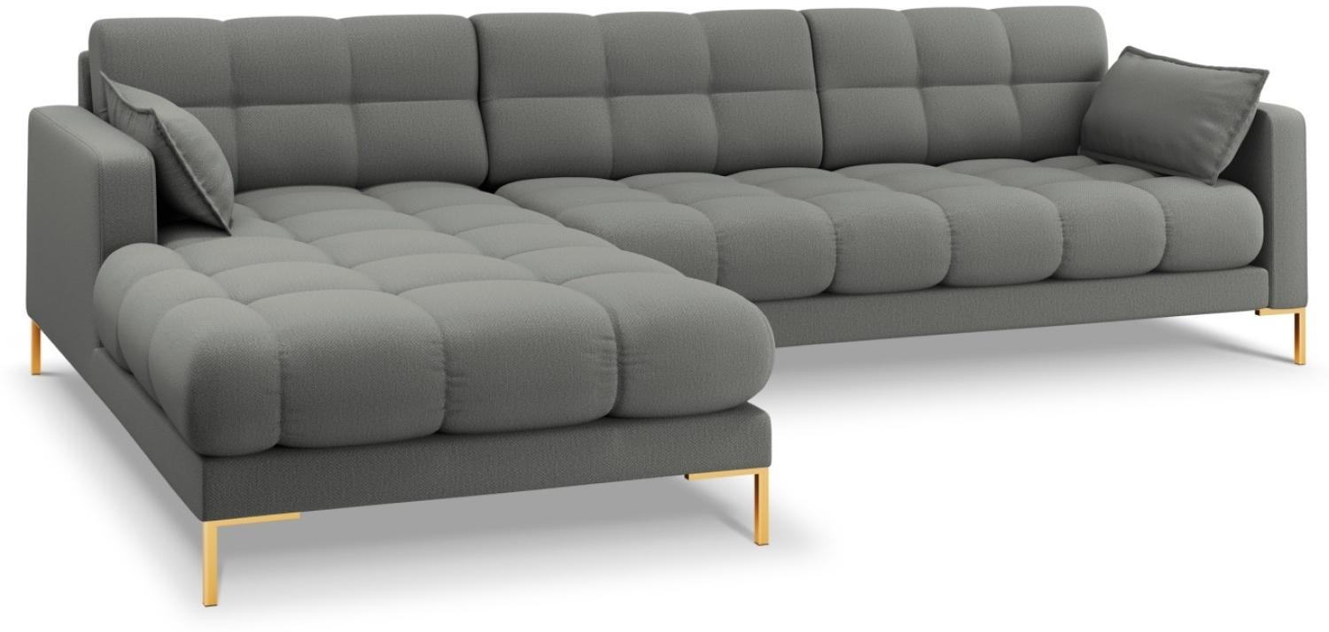 Micadoni 5-Sitzer Ecke links Sofa Mamaia | Bezug Grey | Beinfarbe Gold Metal Bild 1