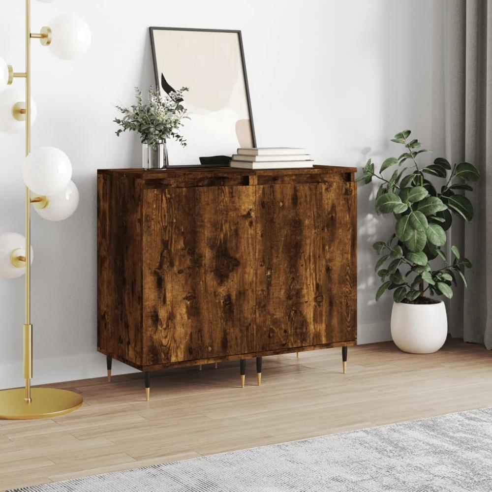 vidaXL Sideboards 2 Stk. Räuchereiche 40x35x70 cm Holzwerkstoff 831047 Bild 1