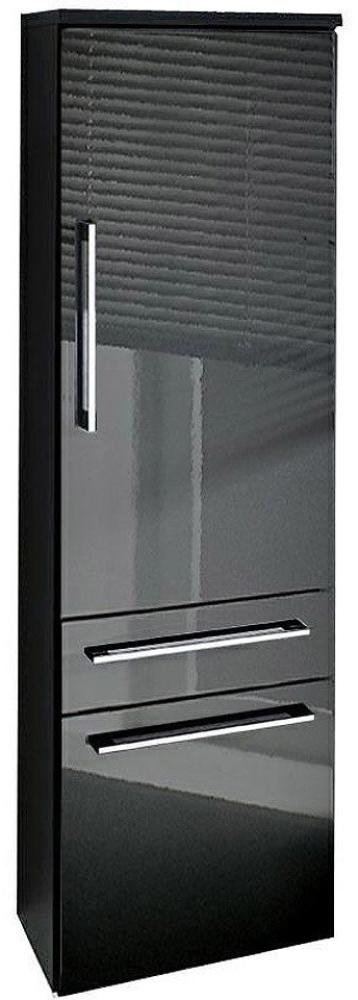 Lomadox Hochschrank HERONAS-02 Badschrank Hochglanz anthrazit mit 1 Tür 2 Schubkästen 40/134,5/30 cm Bild 1