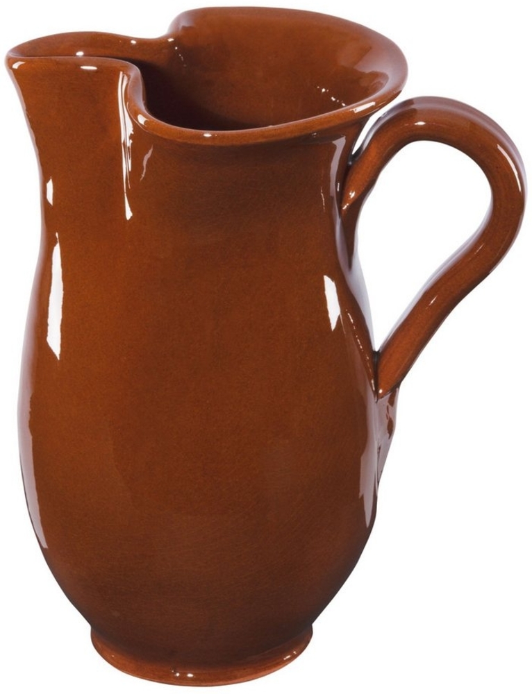1L Tonkrug rot-braun glasiert Wein-Krug rustikal antike Kanne für Sangria Bild 1