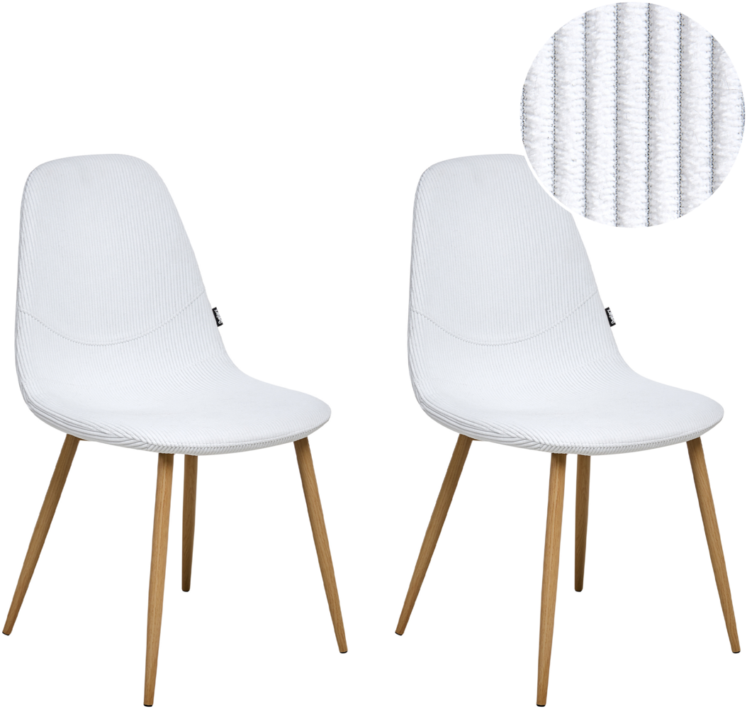 Esszimmerstuhl 2er Set HILDEN Cord Weiß Bild 1