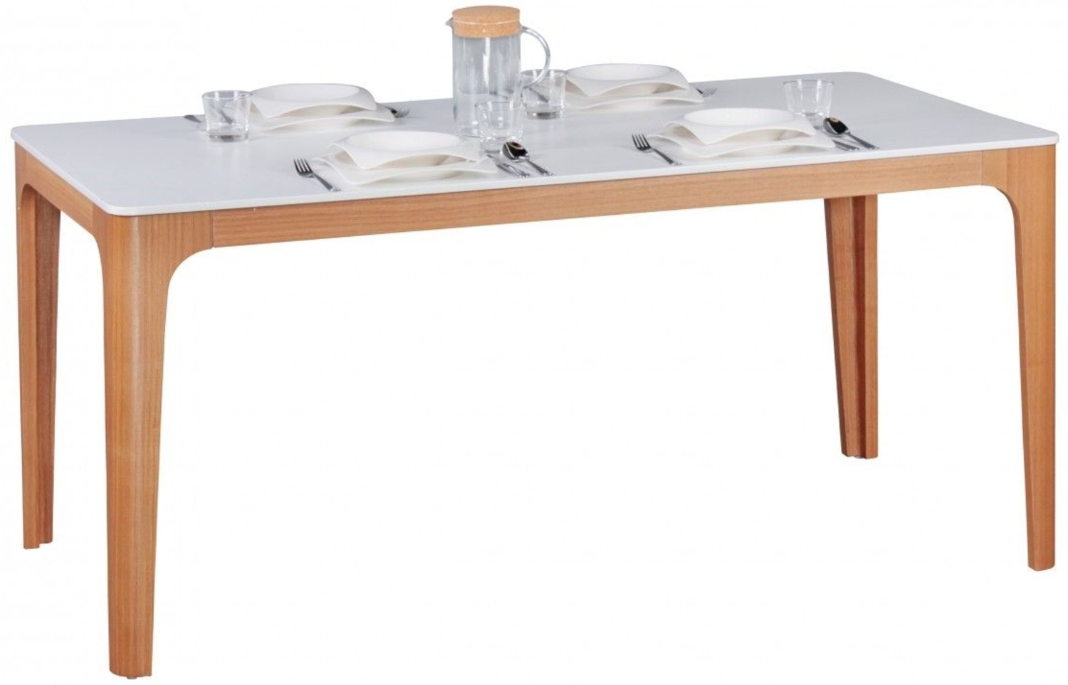 Esstisch Tisch - MAGNUS - Vierfußtisch 160x76 cm MDF Weiß lackiert Bild 1