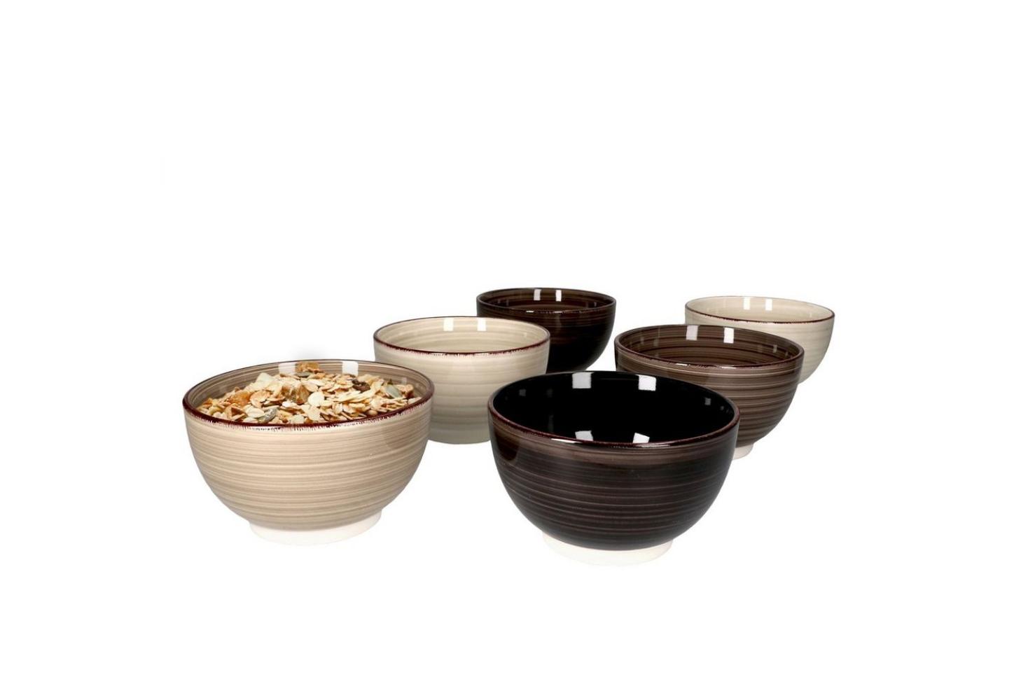 6er Set Grey Bowl-Schalen 600ml Müsli Salat Dessert Schüssel Steingut Bild 1