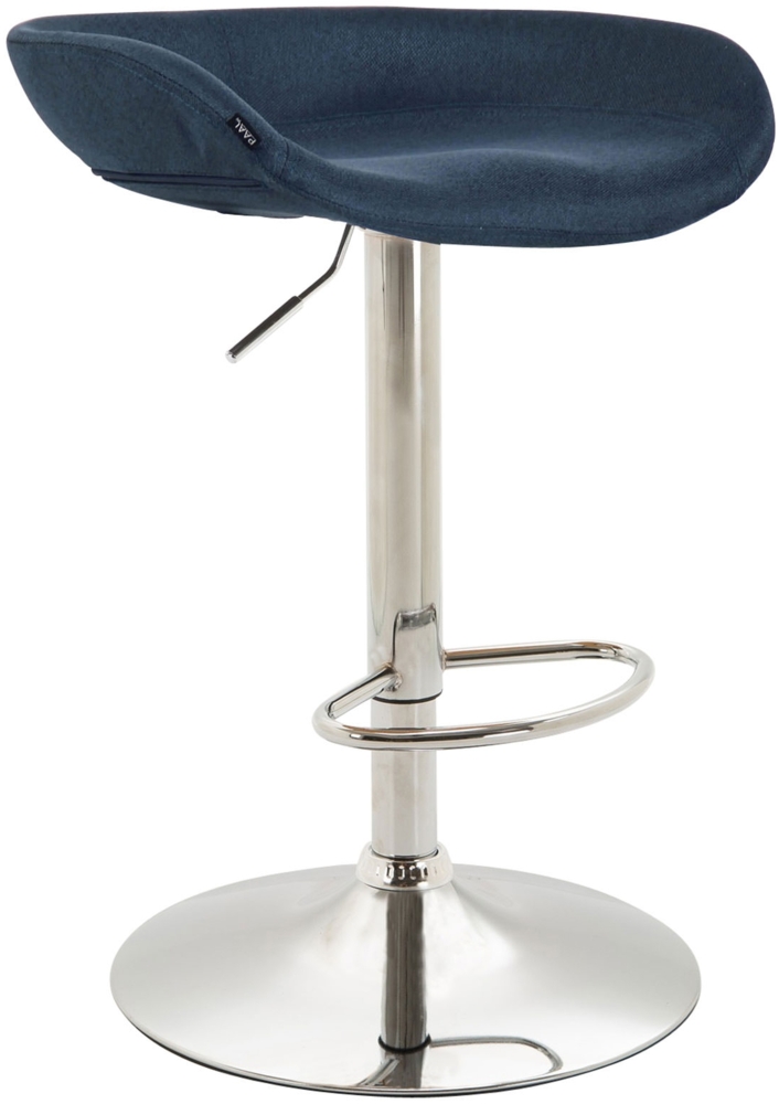 CLP Barhocker Anaheim Stoff Trompetenfuß mit Fußstütze,blau chrom Bild 1