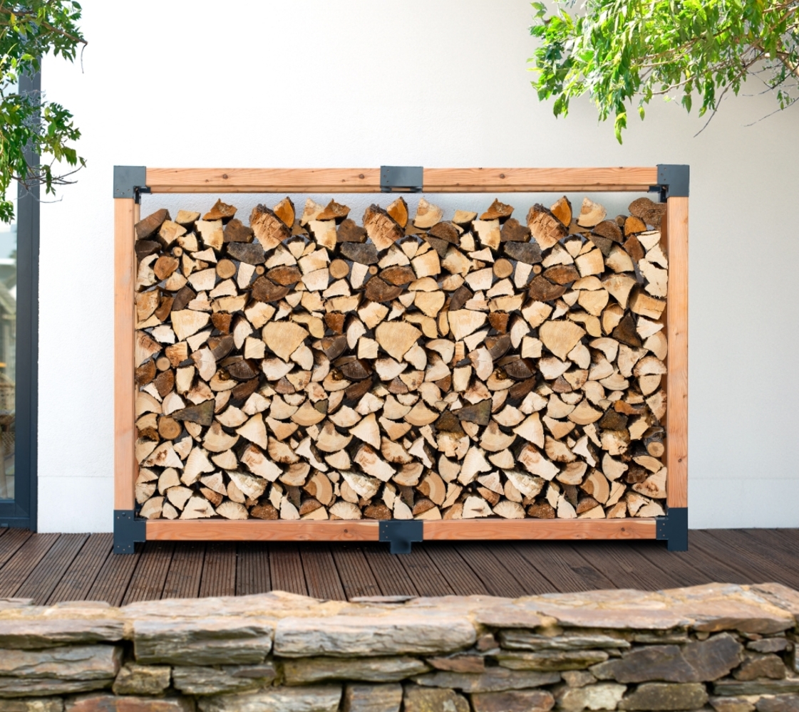 Westmann Lärchenholz Kaminholzregal Michel 6 | Außenbereich | Natur | 258 x 40 x 180 cm Bild 1