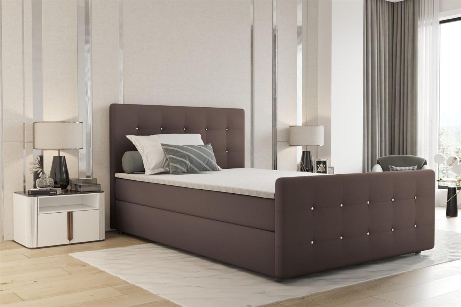 Boxspringbett Schlafzimmerbett MARKOS 180x200cm Stoff Soro Braun inkl. Topper Bild 1