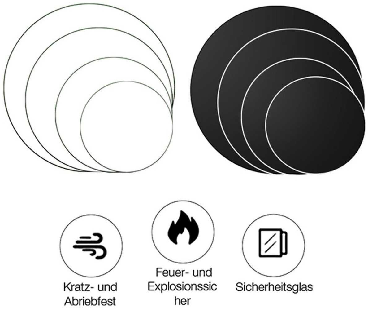 Kaminglas Tischplatte Bodenplatte Rund Funkenschutz ESG Sicherheitsglas Klarglas Schwarz Ofenglas Glasplatte Kaminplatte Glasscheibe Vorleg - Ø 60cm Bild 1