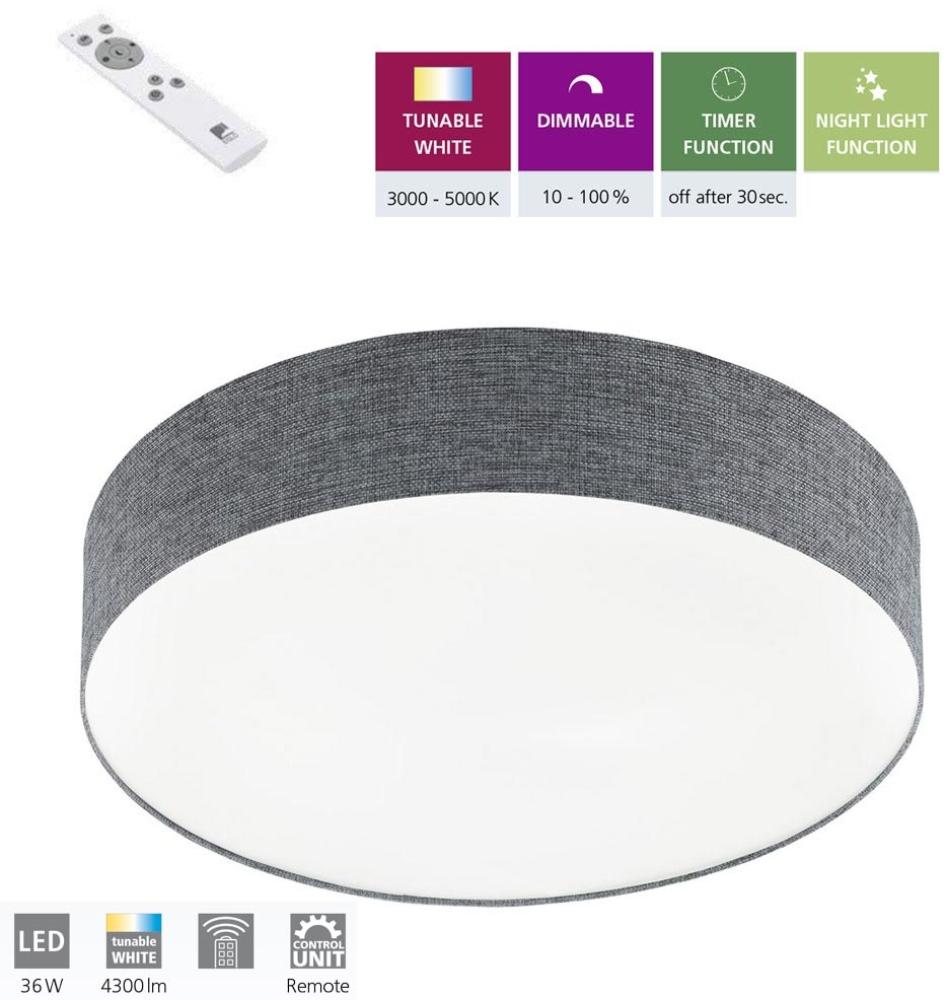 Eglo 97779 LED Deckenleuchte ROMAO grau Ø57cm H:12cm 3000-5000K mit Fernbedienung Bild 1