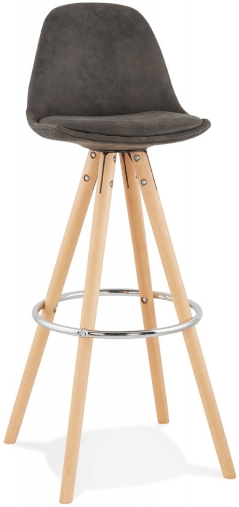Barhocker MARKA | Hoher Barstuhl aus grauer Mikrofaser, sehr bequem dank hoher Rückenlehne und Sitzpolsterung, ideal zum Beispiel für Kadima Design Bild 1