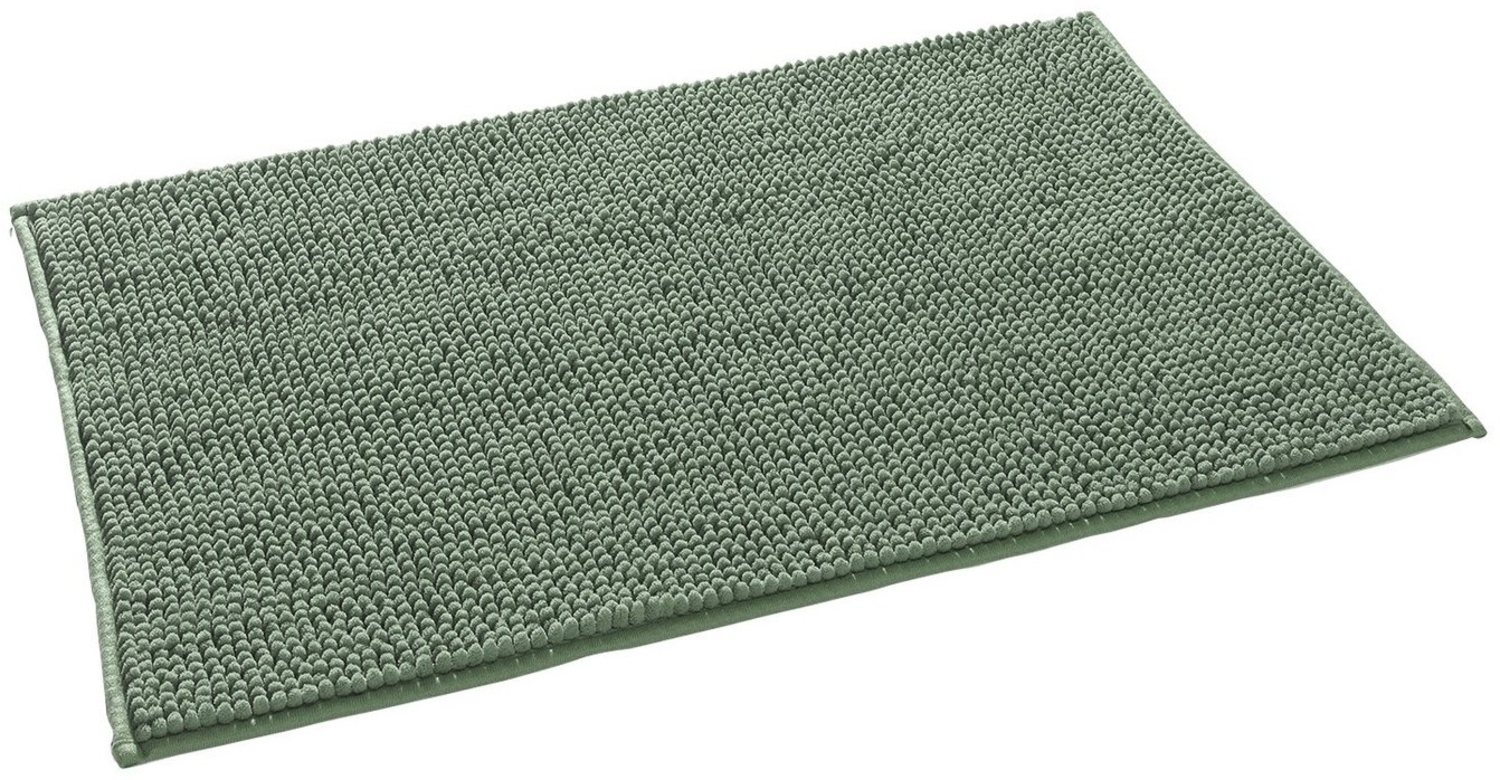 casa NOVA Badematte CHENILLE, Grün, 50 x 80 cm, Uni, Höhe 12 mm, rutschhemmend beschichtet, Polyester, rechteckig Bild 1