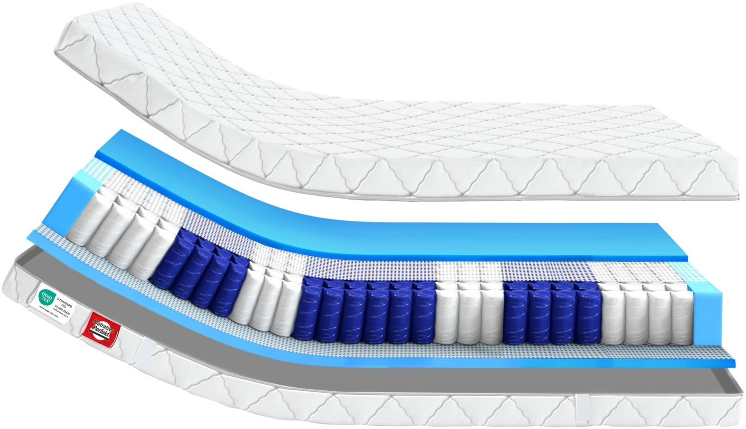 Taschenfederkernmatratze Köln 200x200cm,, Härtegrad H5 mit 7 Komfortzonen Bild 1