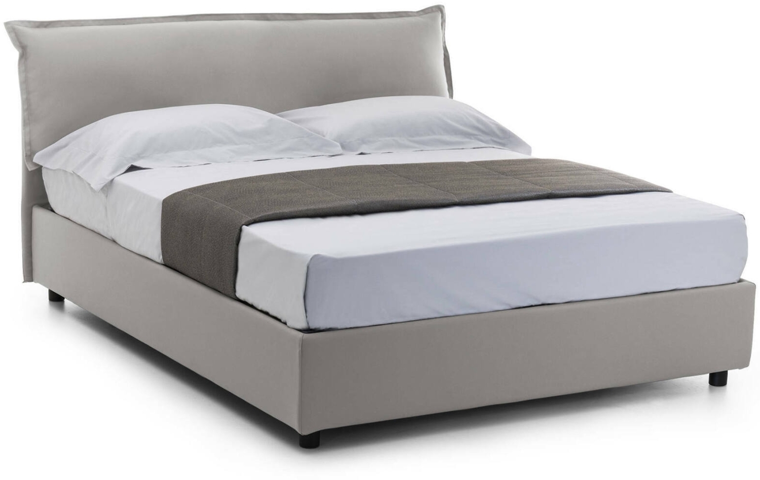 Dmora Aishia Doppelbett, Bettkasten mit abnehmbarem Bezug, gepolstertem Kopfteil und Bettkastenrahmen, 100 % Made in Italy, inklusive Matratze 160 x 200 cm, Grau Bild 1