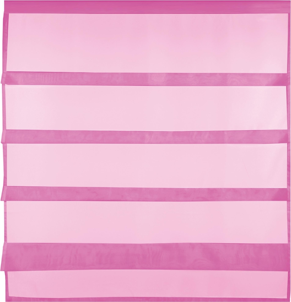 Transparente Bistrogardine Raffoptik mit Stangendurchzug in Voile, schlicht und modern in vielen verschiedenen Farben erhältlich (100x110 cm / pink - fuchsia) Bild 1