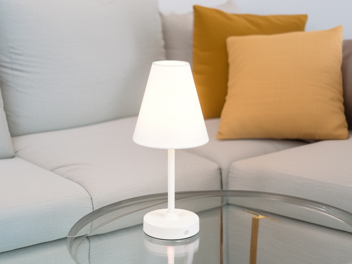 Kabellose Akku Tischleuchte dimmbar & per USB aufladbar Weiß, Höhe 29cm Bild 1