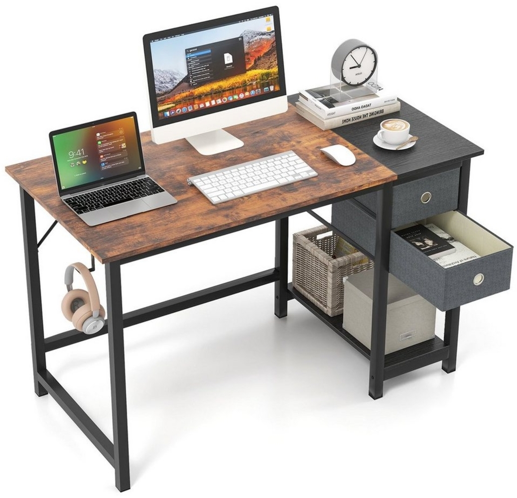 COSTWAY Computertisch, mit 2 Schubladen, bis 130kg, 120x60x75cm Bild 1