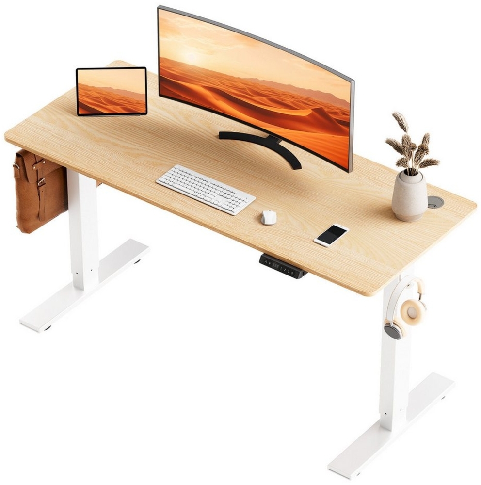 HOMAVO Schreibtisch Elektrisch höhenverstellbarer Schreibtisch Memory-Funktion (Sitz-/Steh-Erinnerung), USB/Typ C,Länge 120 cm, 140 cm, zwei Größen (18 mm Schreibtischplatte) Bild 1
