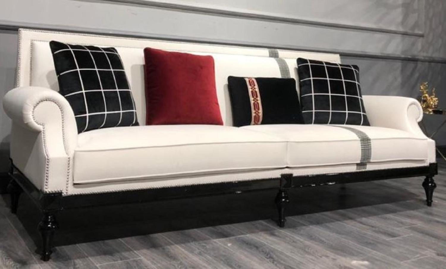 Casa Padrino Luxus Barock Sofa Weiß / Silber / Schwarz Bild 1