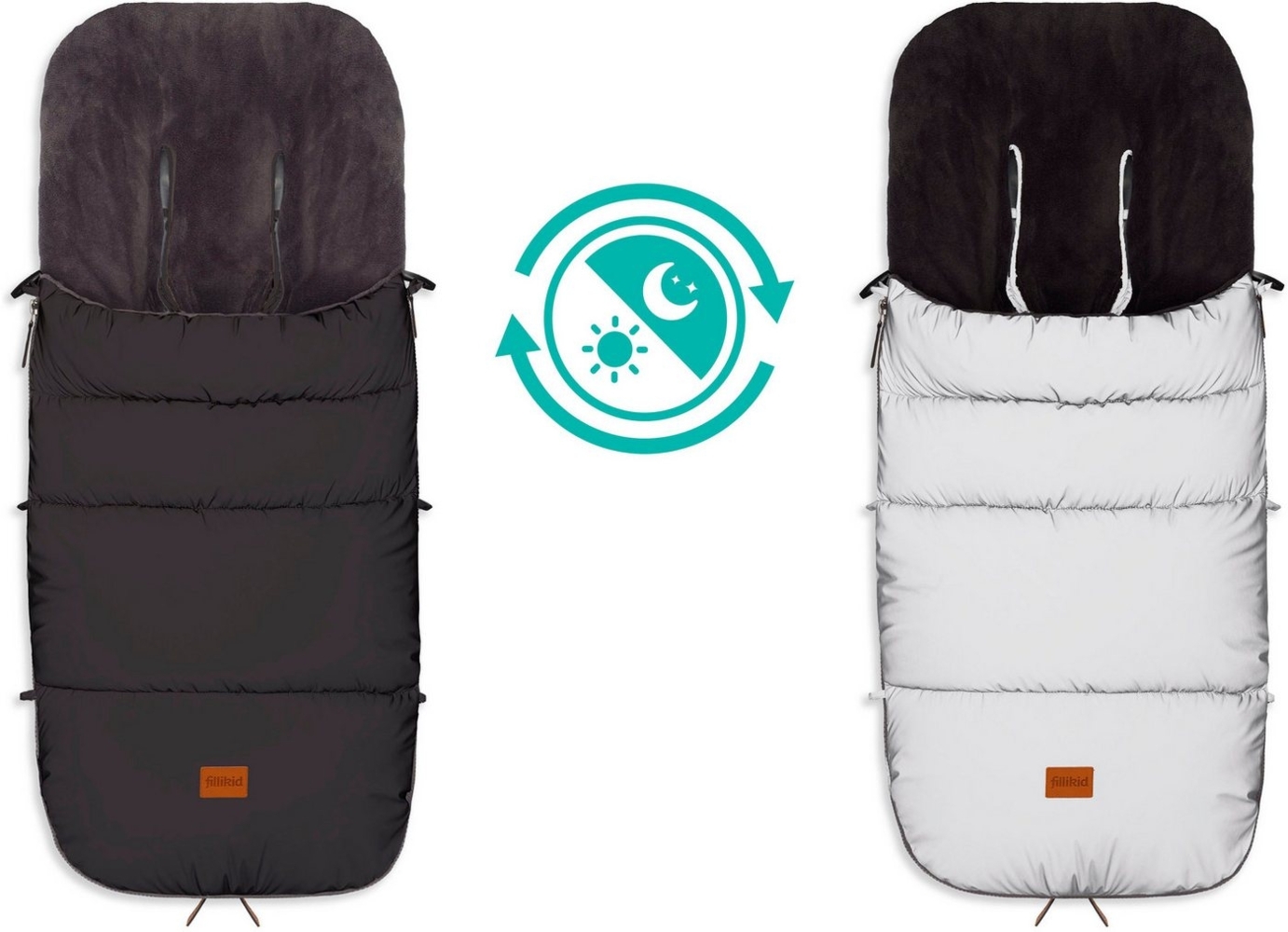Fillikid Fußsack Kinley Reflect Winterfußsack, schwarz, aus stark reflektierendem Außenmaterial Bild 1