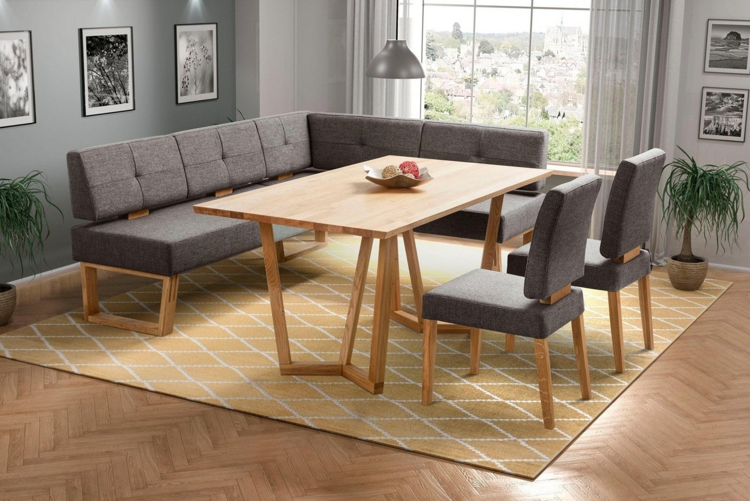 Home affaire Eckbankgruppe Ponza Eckbank Küchenbank BESTSELLER, (Set, 4-tlg), Sitzgruppe Esszimmer Stühle Tisch und Bank bequem gepolstert Bild 1