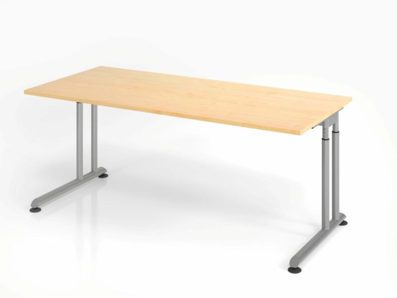 Schreibtisch C-Fuß 180x80cm Ahorn/Silber Bild 1