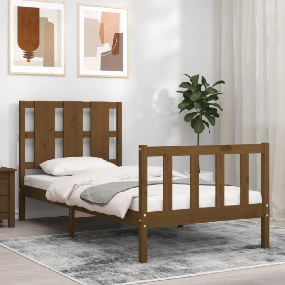 Massivholzbett mit Kopfteil Honigbraun 100x200 cm Bild 1