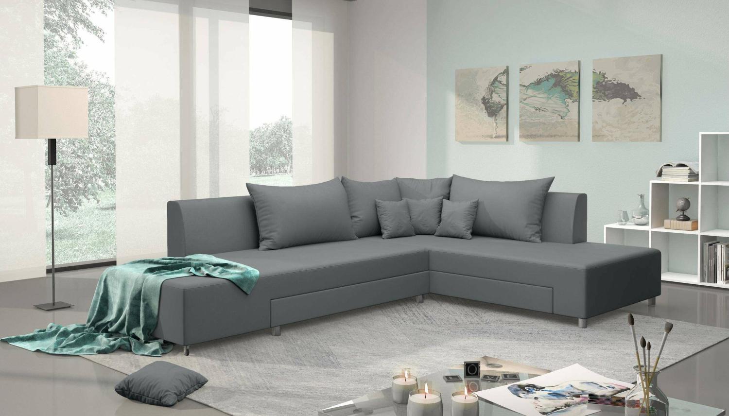 Stylefy Livia Ecksofa Grau Kunstleder Bild 1
