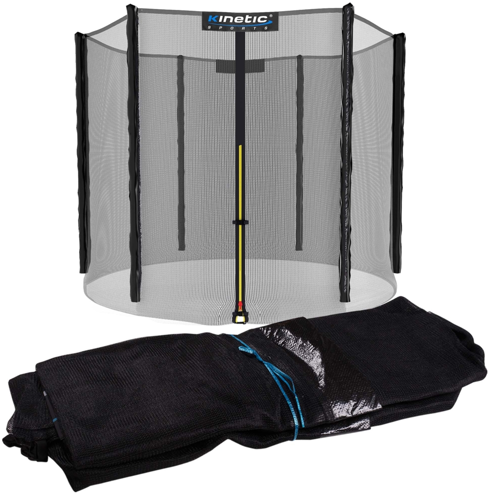 KINETIC SPORTS Trampolin Sicherheitsnetz - Ersatznetz mit Reißverschluss und Sicherheitsclips, Schutznetz, UV-beständig, Ersatz Fangnetz für Gartentrampoline, Ø 183 cm Bild 1