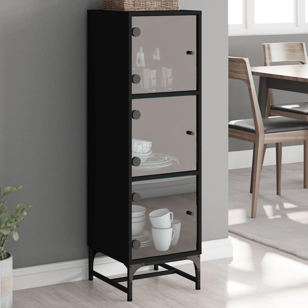 vidaXL Highboard mit Glastüren Schwarz 35x37x120 cm 836561 Bild 1