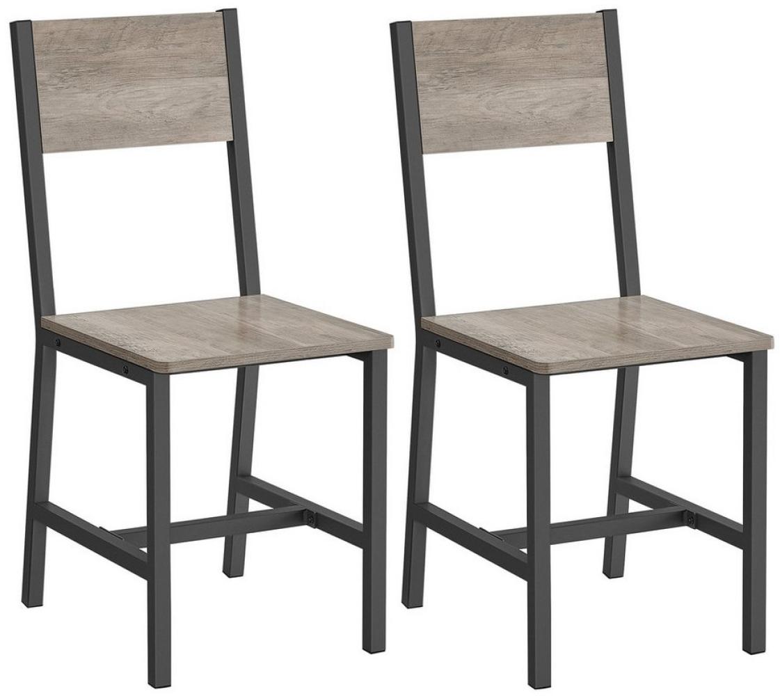 Vasagle Esszimmerstühle, Küchenstühle, 2er Set, Metallrahmen, für Esszimmer, Wohnzimmer, Küche, greige meliert-mattgrau Bild 1