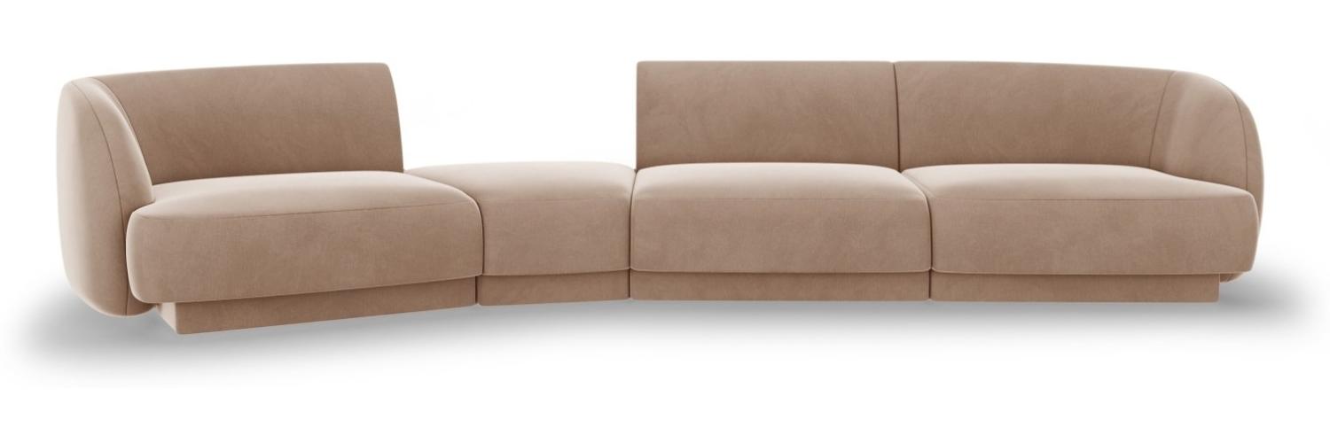 Micadoni Modulares Sofa Miley 4-Sitzer Links Samtstoff Cappuccino Bild 1