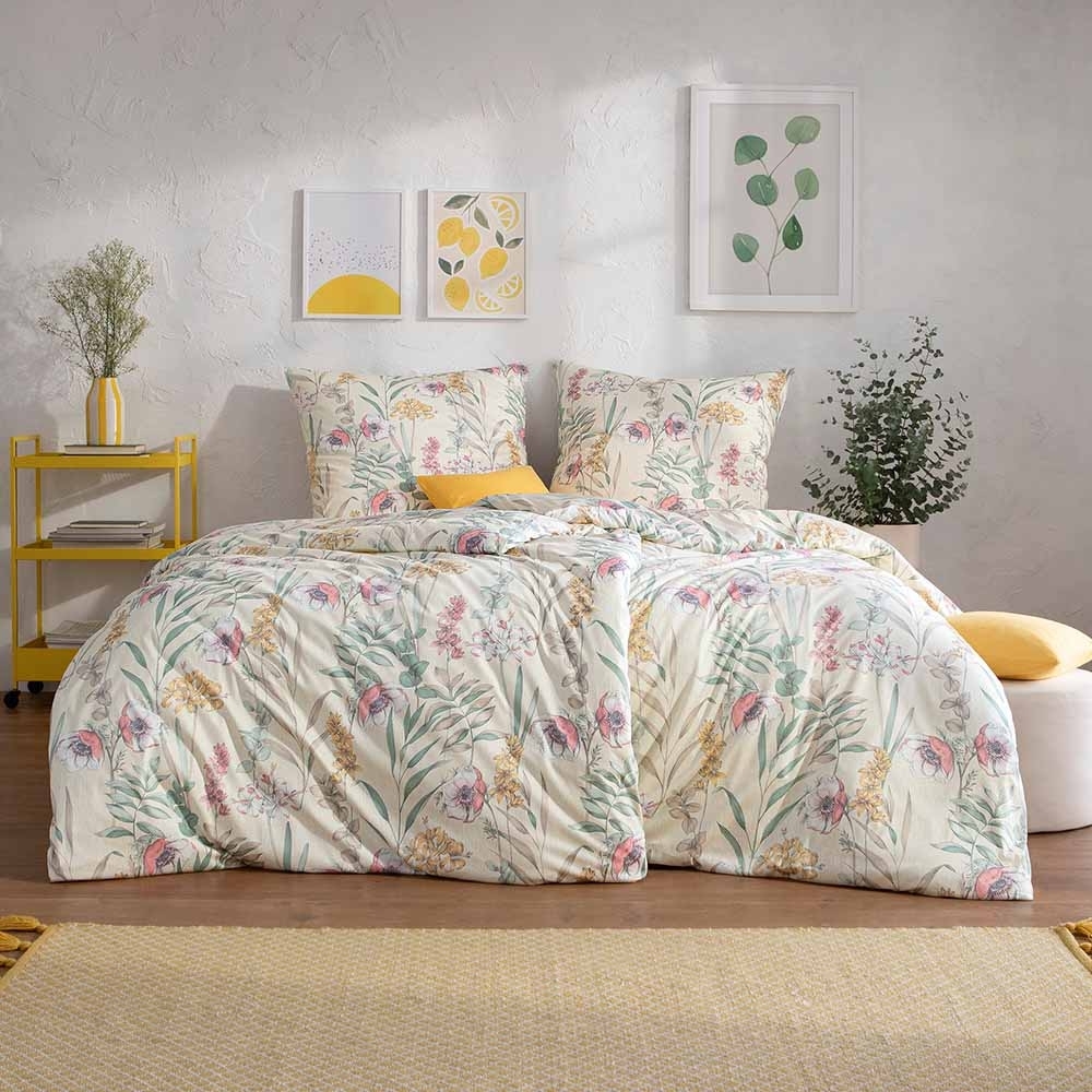 Estella Mako Jersey Bettwäsche 135x200 Lyra natur Wiesenblumen Gräser 6617-230 Bild 1