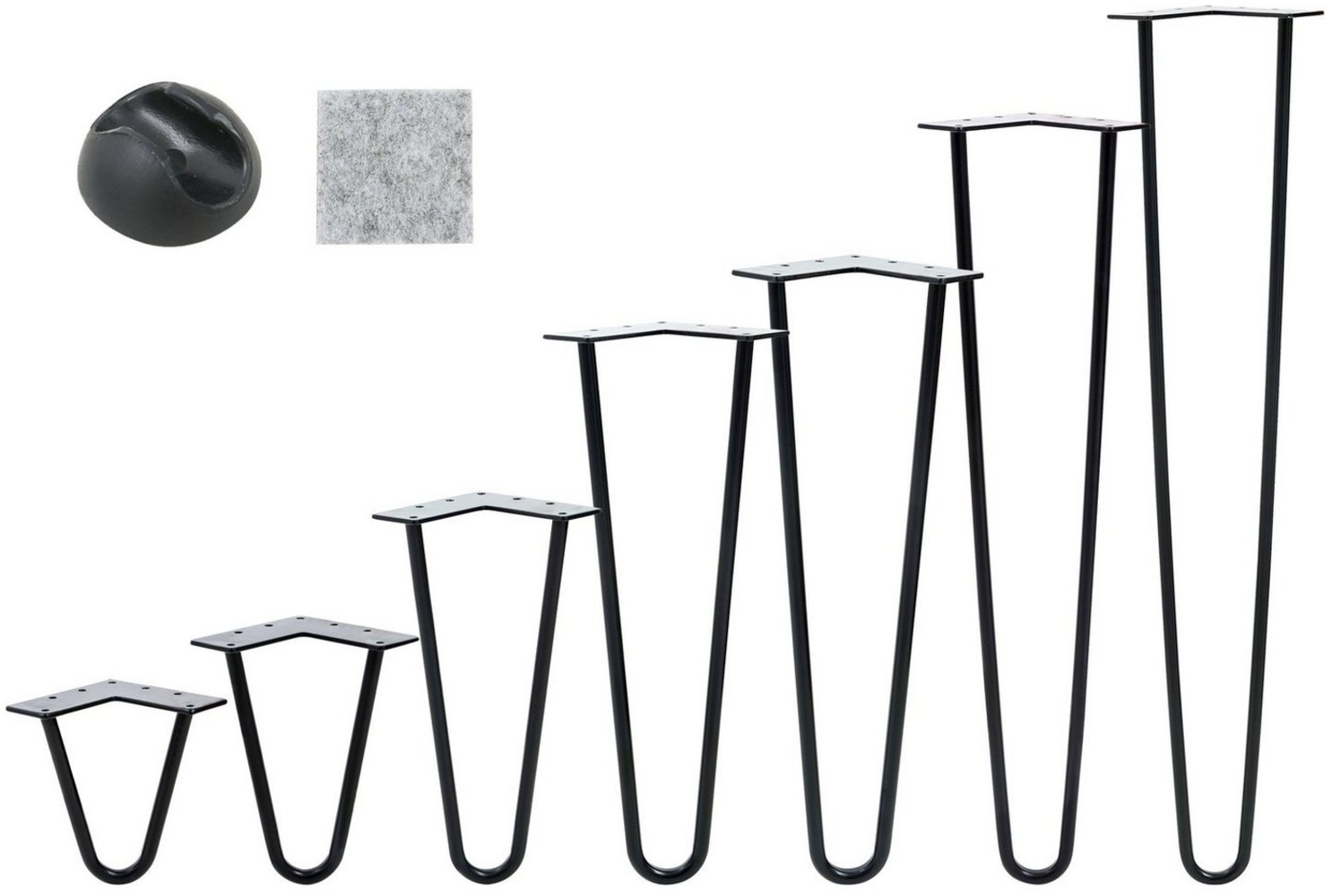 VENDOMNIA Tischbein Hairpin 4er Set, Metall, aus Stahl, 2 oder 3 Streben, Größenwahl, Haarnadel Möbelfüße,Hairpin Legs Tischgestell,Couchtisch, Schreibtisch Bild 1