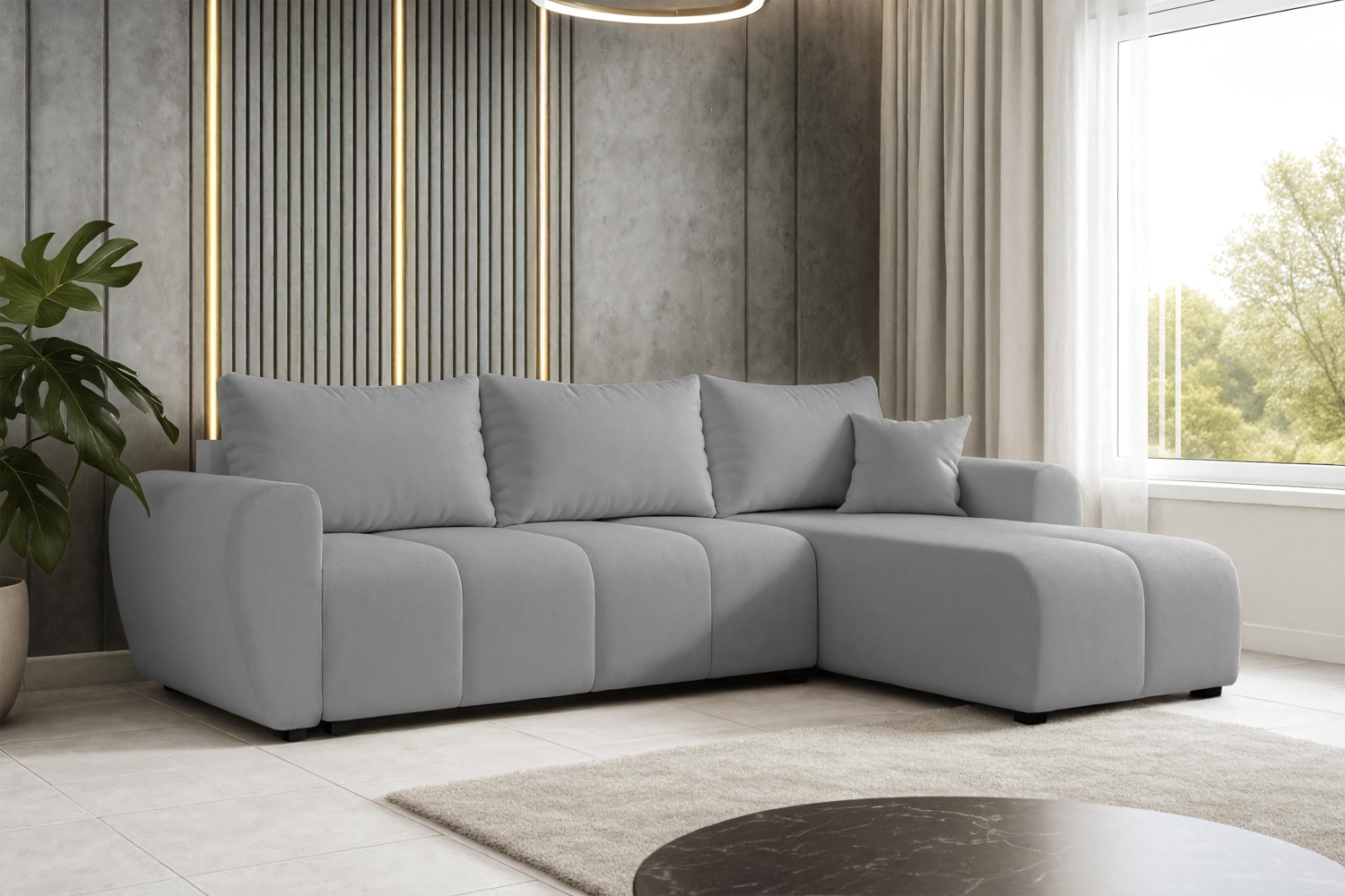 AX LIVING Eckcouch mit Schlaffunktion Malatya L Mini Sofa Hellgrau R Bild 1