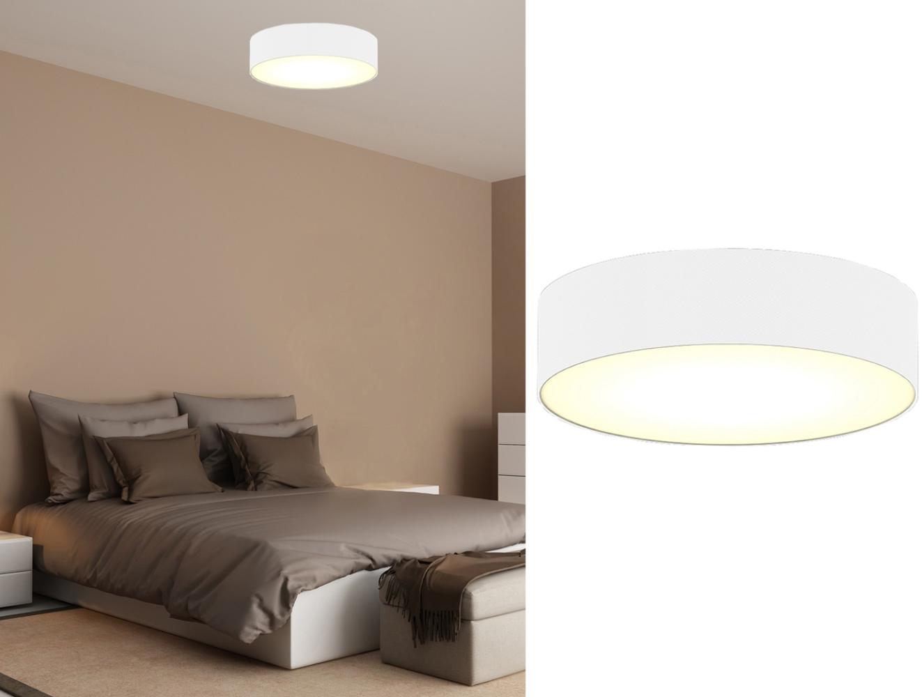 smartwares LED Deckenleuchte, Dimmfunktion, LED wechselbar, Warmweiß, mit Stoff Lampen-schirm Weiß, Design-klassiker für Treppenhaus, Ø 40cm Bild 1