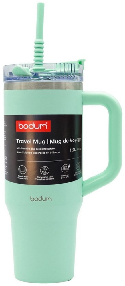 bodum Thermobecher mit Strohhalm Heiß & Kalt Isolierbecher to Go 1200ml mint Bild 1