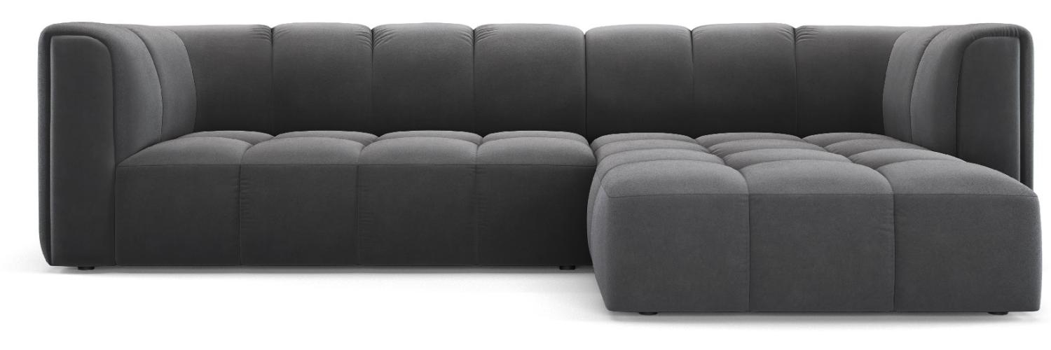 Micadoni Modulares Ecksofa Serena 3-Sitzer Rechts Samtstoff Grau Bild 1