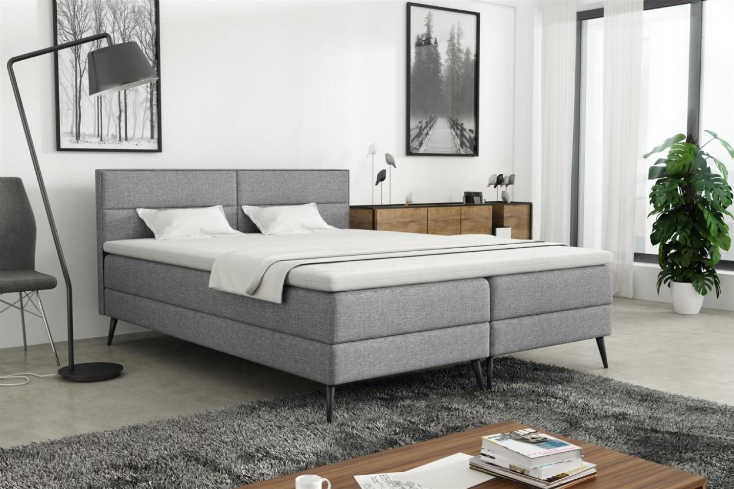 Boxspringbett Schlafzimmerbett CORDOBA 120x200cm Stoff Lux Hellgrau Bild 1