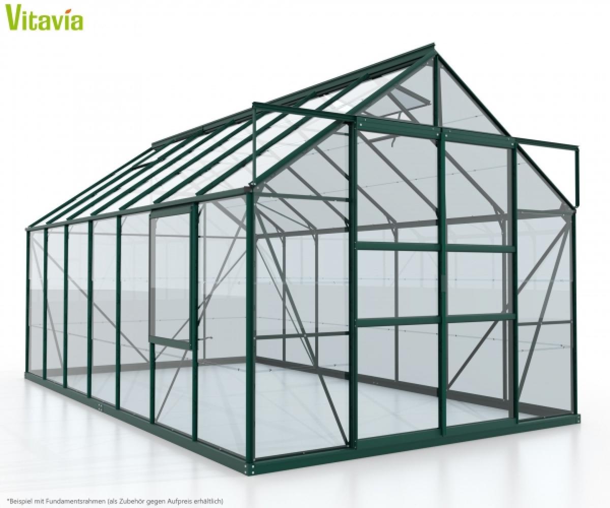 Vitavia Gewächshaus Meridian 2 11500 BxTxH 257x445x232cm ESG Glas Alu smaragd Bild 1