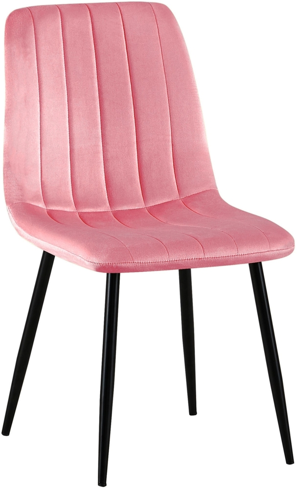 DELUKE® Stuhl LENZ Samt - 88 x 45 x 53 cm, pink, Metall Gestell Stühle Esszimmerstühle Stuhl Esszimmer Esstisch Stühle Küchenstuhl Bild 1