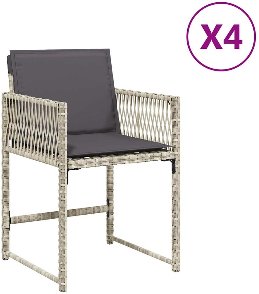 vidaXL Gartenstühle mit Kissen 4 Stk. Hellgrau Poly Rattan 365022 Bild 1