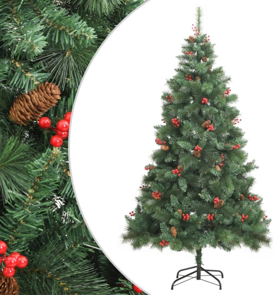 vidaXL Künstlicher Weihnachtsbaum Klappbar mit Zapfen & Beeren 210 cm 357708 Bild 1